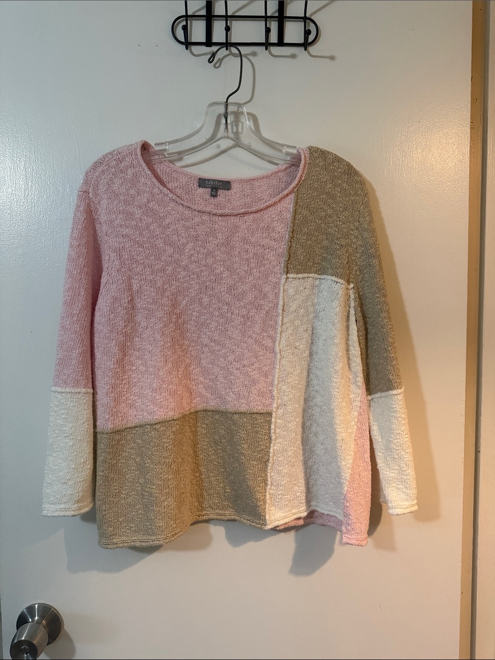 Habitat Colorblock Pullover Sweater in Pink, Beige and White